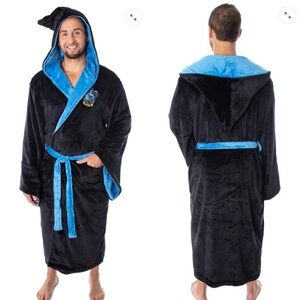 PJammy Harry Potter Ravenclaw Adult Fleece Plush Hooded Robe One Size black blue